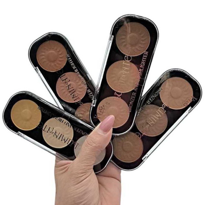 Kit De Maquiagem 3 em 1, Sombra, Iluminador E Contorno Com 3 Cores Brilhante 3D Da Tango.
