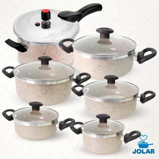 Jogo de Panelas Antiaderentes Teflon + Panela de Pressão 4,5 l Externa 6 Peças em Oferta na Shopee