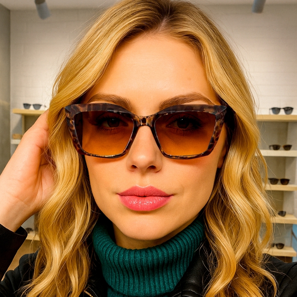 Óculos de Sol Feminino Retangular Trend Tik Tok 2023/2024 em Oferta na Shopee