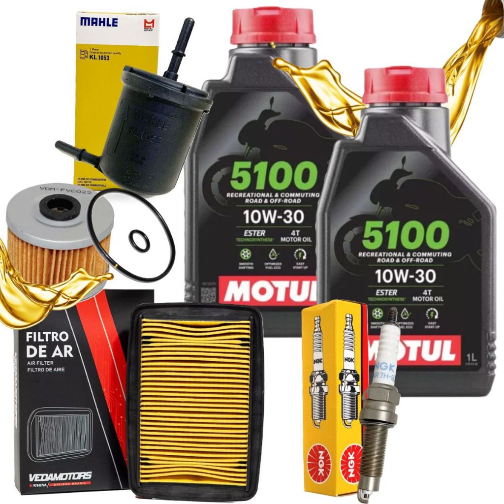 Kit Revisão Cb 250f Twister 2016-2022 Troca Óleo Motul 5100 10w30 Filtros e Vela (Fina) Ngk em Oferta na Shopee