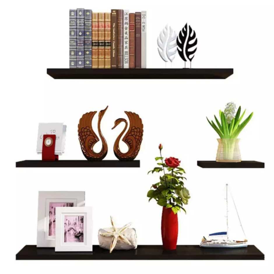 Kit 4 Prateleiras reta 20/30/40/50 Preto Suporte decoração sala quarto banheiro escritório em Oferta na Shopee