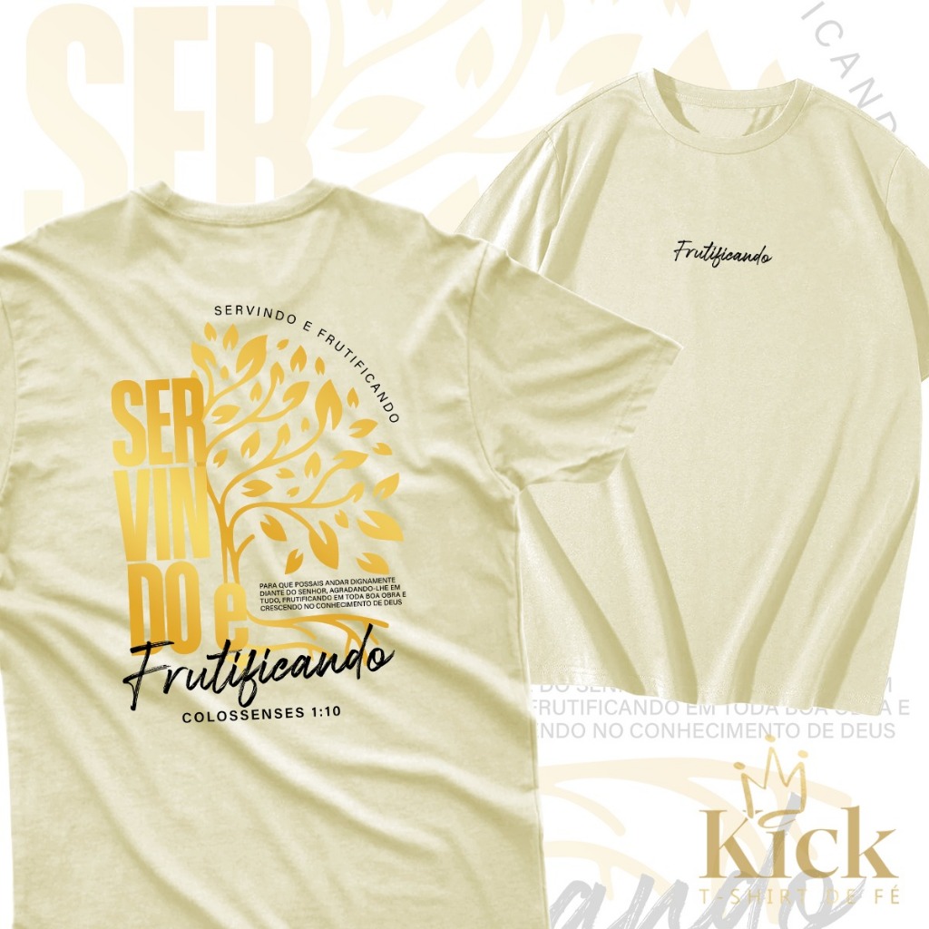 Camiseta Cristã Unissex Servindo eFrutificando em Oferta na Shopee