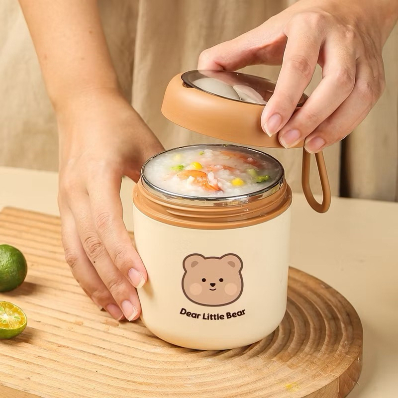 Xícara de sopa isolada de 530ml com colher  Forro de aço inoxidável 304-envio imediato