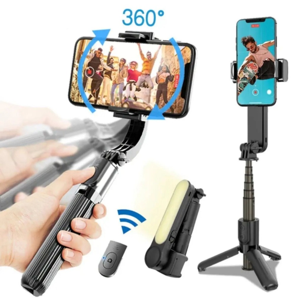 Gimbal Estabilizador Celular Pro Vertical Horizontal Tripé Com Luz De Enchimento L09  Q18