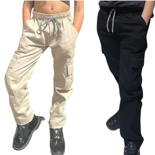 Calça Cargo Jogger Com Punho Infantil e Juvenil Moda Menino Jeans e Sarja Escola Com Elástico Estiloso