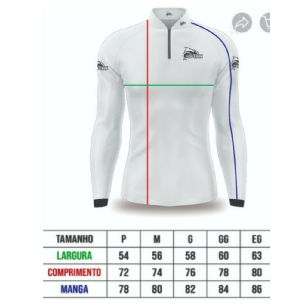 Detalhes do CAMISA BLUSA DE PESCA COM PROTEÇAO UV TRAIRA