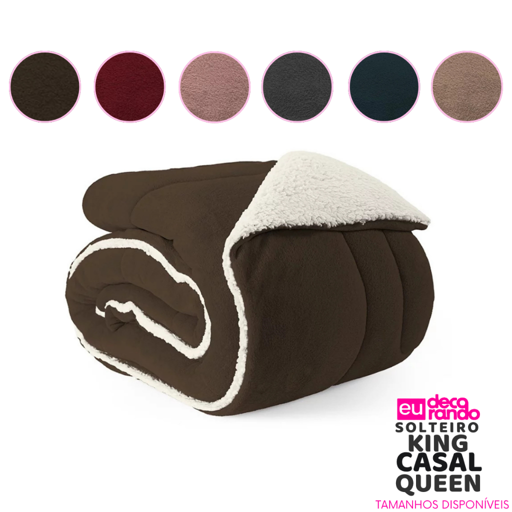 Coberdrom Casal Queen Sherpa Edredrom Pele de Carneiro Para Todas as Camas Quentinho e Aconchegante em Oferta na Shopee