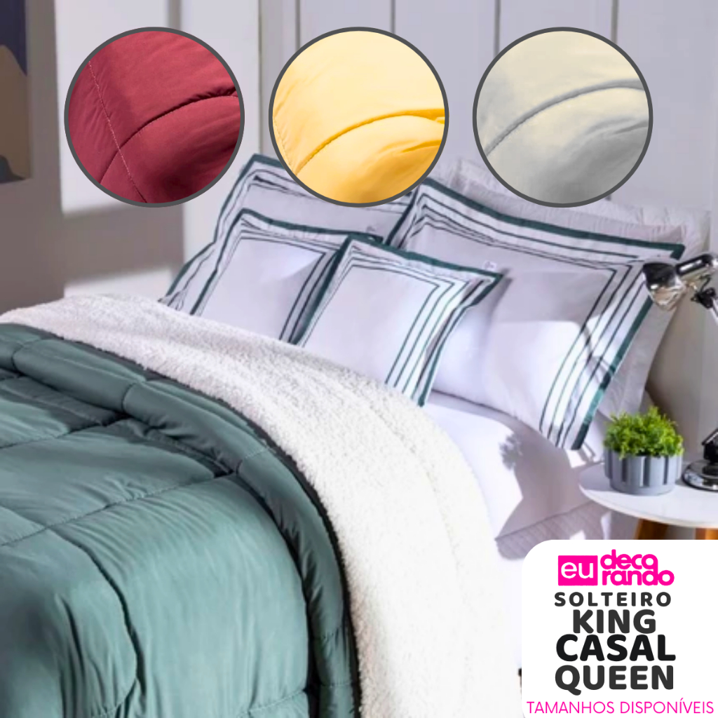 Kit Jogo de Cama Inverno Luxo Coberdrom E Fronha Moderno Estampado Aveludado 600 Fios Impo...