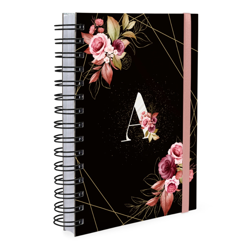 Agenda 2026 Plus Monograma Floral Preto E Rosa Letra em Oferta na Shopee