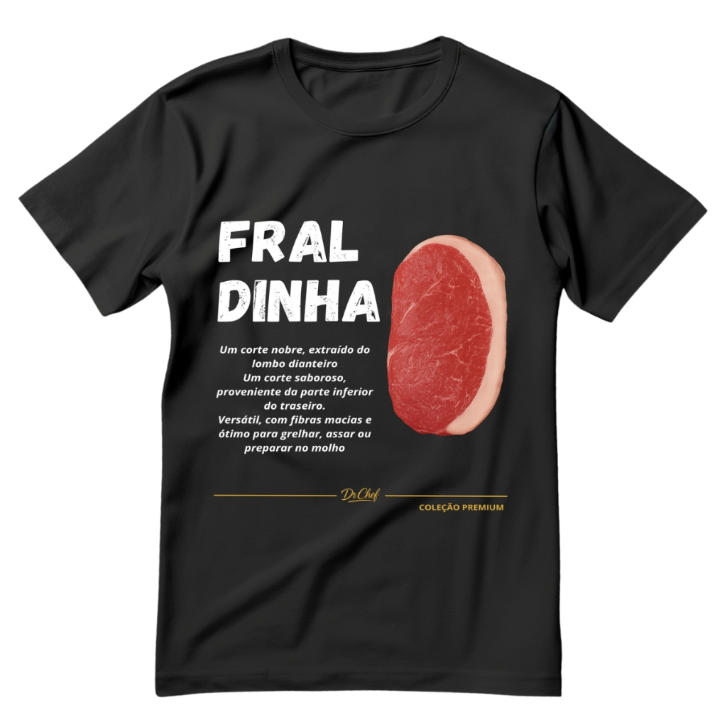 Camiseta Unissex Para Chef De Cozinha Estampa Carne Fraldinha Blusa Para Uniforme Restaurante Passeios 100% Algodão