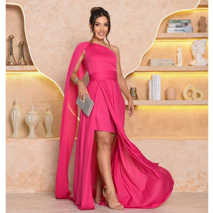 Vestido Feminino Longo com Capa Festa Casamento Madrinhas Formatura Plus Size em Oferta na Shopee