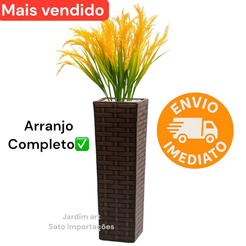 Arranjo Decorativo com Vaso Alto Torre e Pedras ref 3BCG