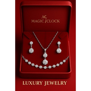 Kit Presente Feminino Luxo com Colar, Pulseira e Brincos - Aço Inoxidável Prateado em Oferta na Shopee
