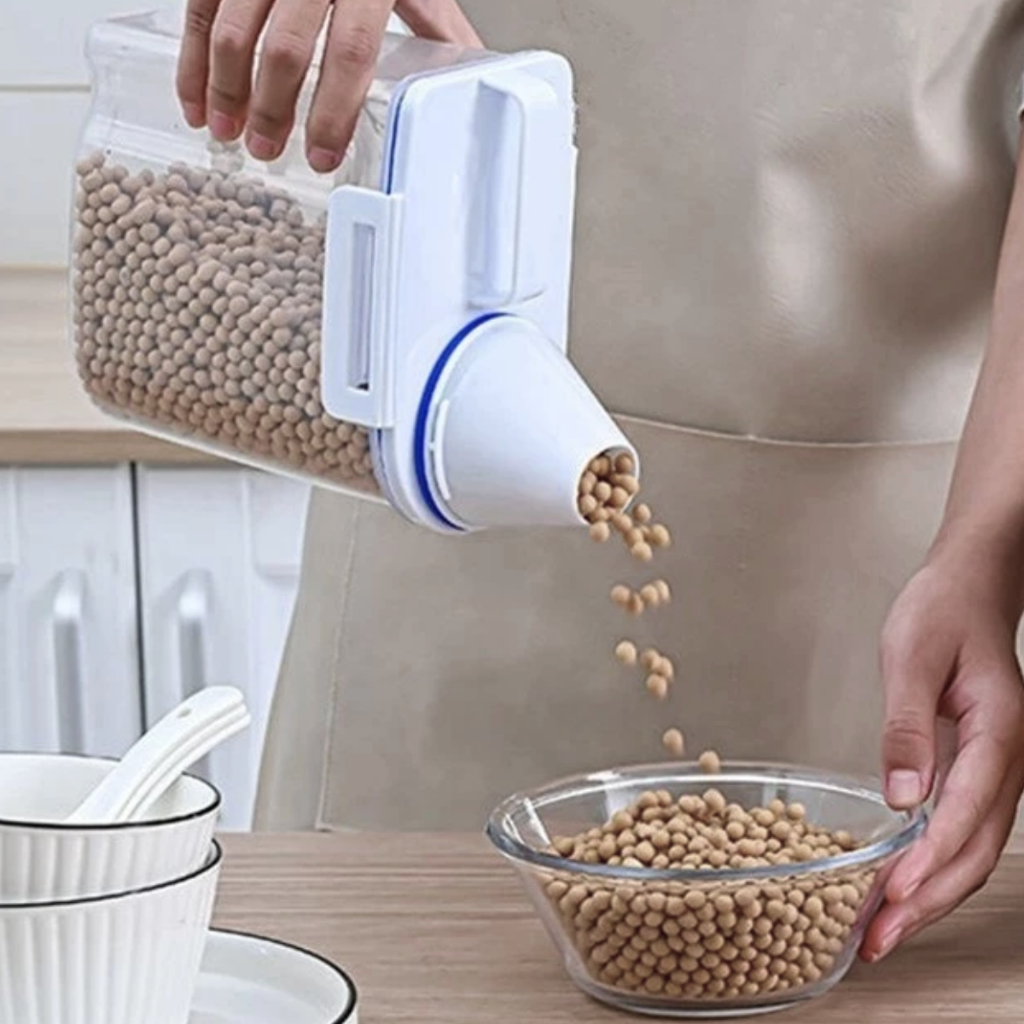 Dispenser Armazenamento Alimentos com Copo Medidor Copinho Dosador Hermético Pote Bico Utensílio Doméstico Multiuso 1,5l