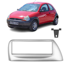 Moldura Painel Contra Frente Para Rádio 1 Din Ford KA 2003 - Prata - Permak CÓD. 89/X