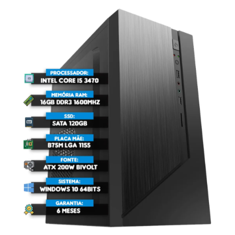 Computador de mesa Intel Desktop 120 GB com processador Intel Core i5 3470