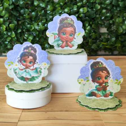 Kit Aplique 3D, 10, 20, 30 ou 40 und. Tag Personalizada Princesa Tiana e o Sapo, Festa, Lembrancinha