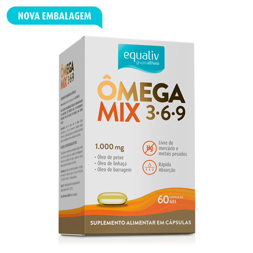 Omega Mix 3.6.9 1000mg Equaliv Com 60 Caps Gelatinosa em Oferta na Shopee