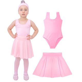 Conjunto Ballet Infantil/Juvenil Collant Regata e Saia de Cós Preto/Rosa em Oferta na Shopee