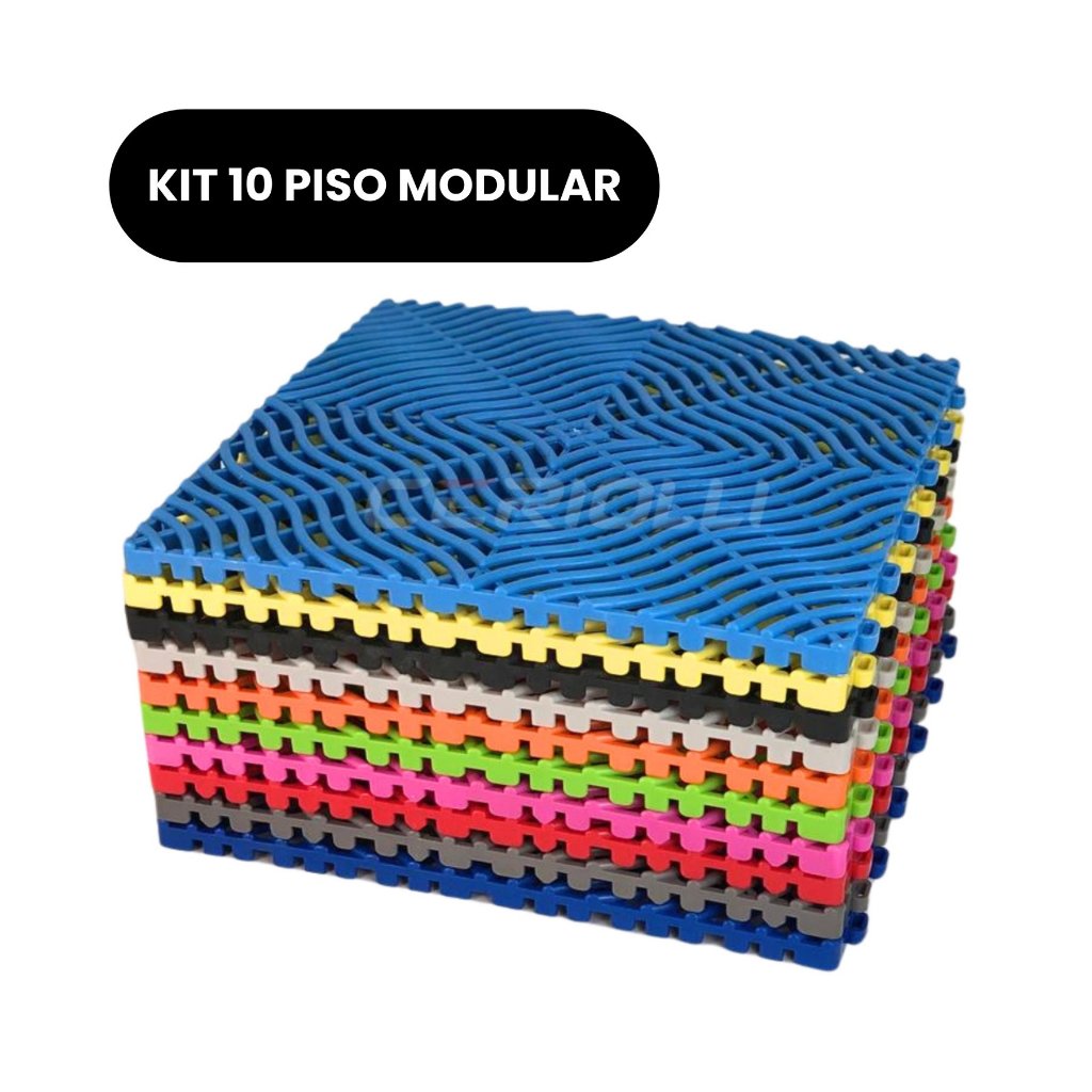 Kit 10 Piso Modular Plástico Automotivo 33x33cm Estética Garagem Banheiro Box Vestiário lavanderia