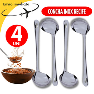 Conjunto KIT 4 Conchas Inox Para Feijão Sopa Caldos Restaurante Cozinha Linha Recife