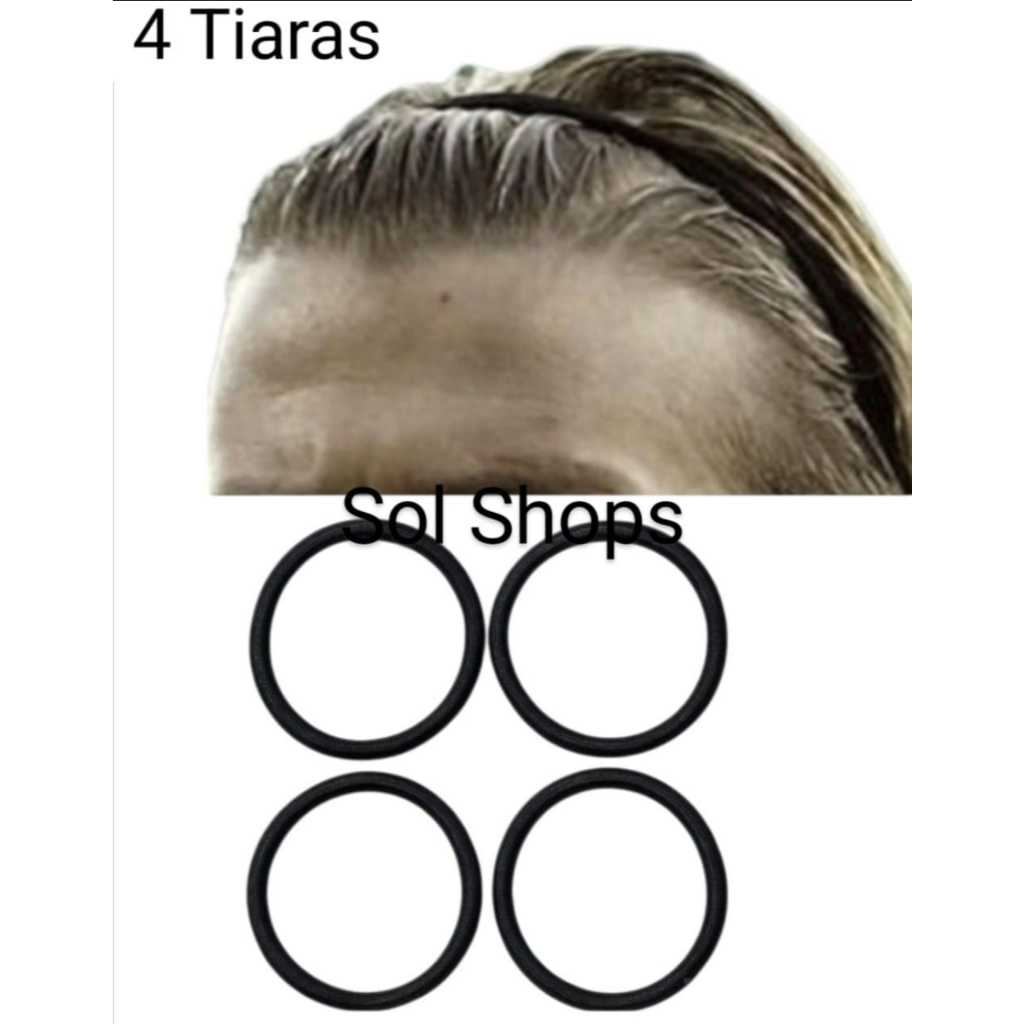 4 Elásticos Faixa Cabelo Headband Tiara Elástica Esportes Corrida Masculina Afro Puff Cor Preto