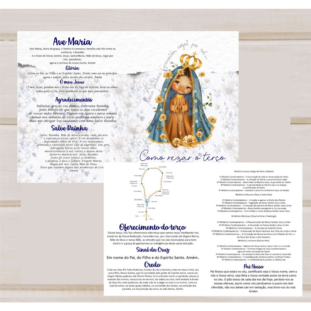 Folheto devocional Como rezar o terço vários modelos