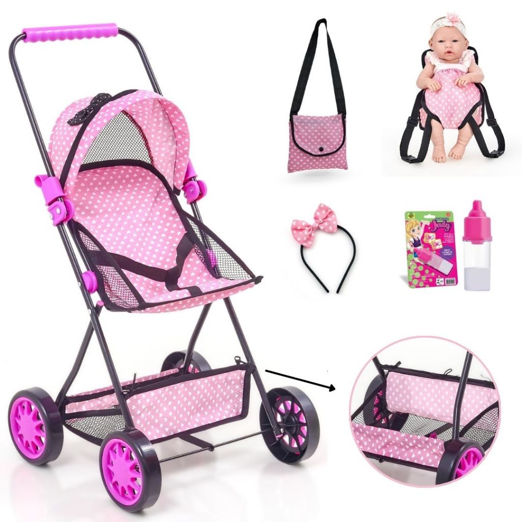 Carrinho De Boneca Reborn Baby Sag Luxo Ninar Veneza Bebê