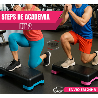 Kit 2 Step Academia Profissional 50x28x13cm REFORÇADO DOIS ANDARES fitness exercícios em Oferta na Shopee