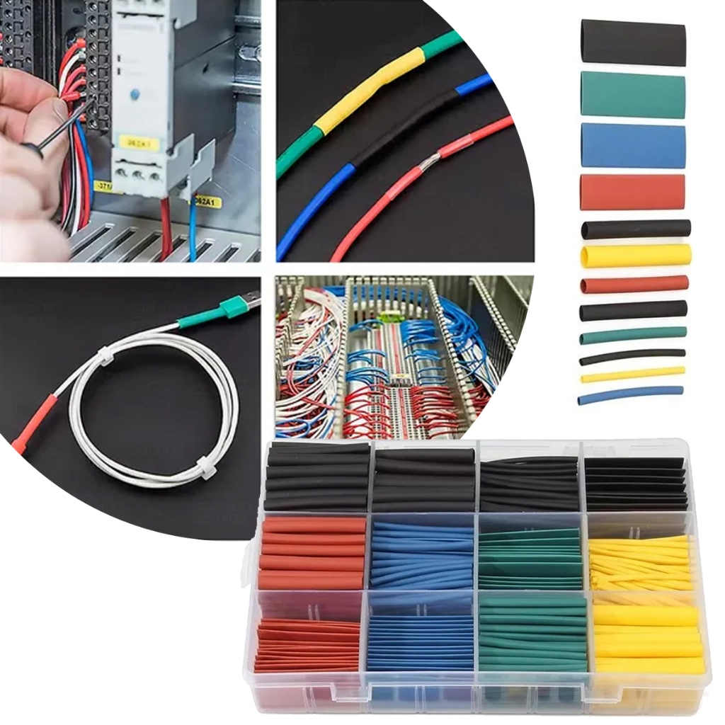Espaguete Tubo Isolante Termo Retrátil Colorido Kit Com 530 Peças Emenda Para Fios Com Caixa Armazenamento