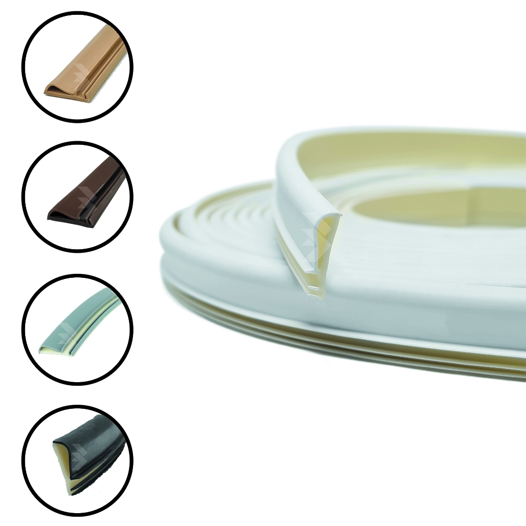 Borracha Amortecedora Veda Frestas 5,5m Para 1 Porta de Madeira - Tipo Encaixe Lateral - Belledoor