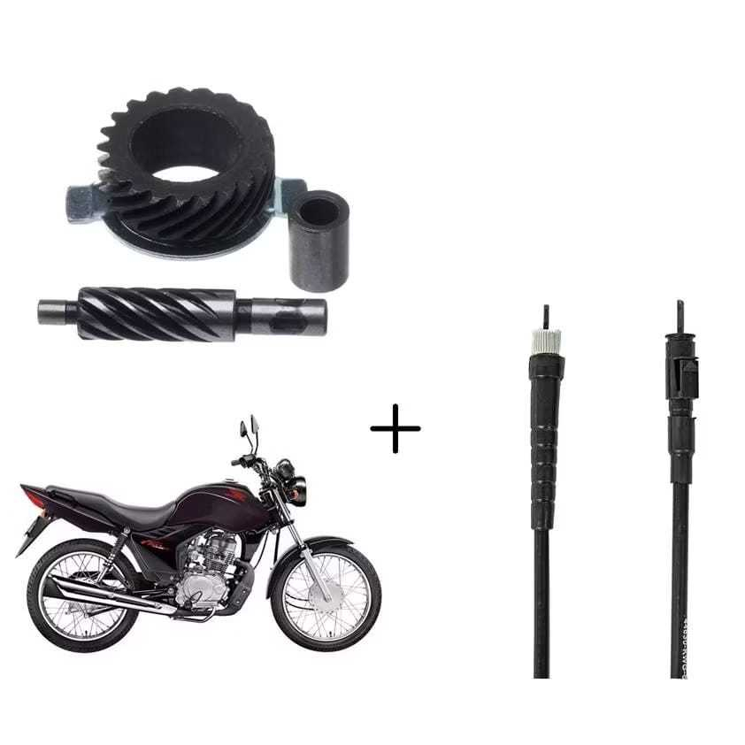 Kit Cabo do Velocímetro + Engrenagem Velocímetro de Ferro – Fan 125 KS 2009 a 2013 (Freio a Lona)