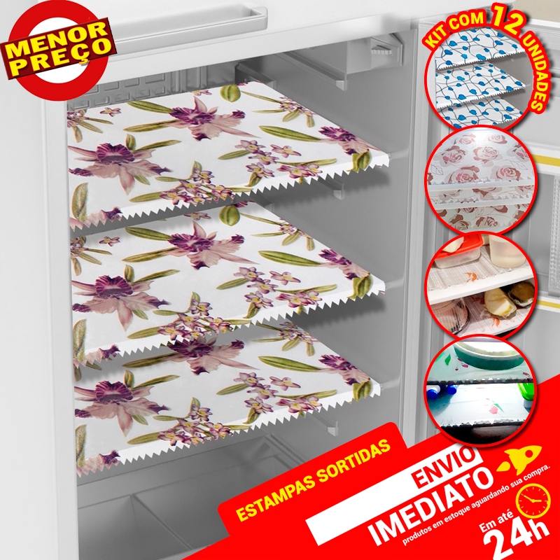 Kit Com 12 Forros Para Forrar Prateleira de Geladeira Jogo de Toalhas PE Diversas Estampas em Oferta na Shopee