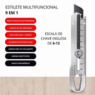 Estilete Profissional 18mm Com Trava Aço Inox Maciço Precisão em Oferta na Shopee