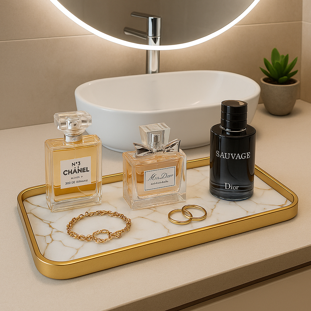 Bandeja Decorativa Espelhada Marmorizada Banheiro Lavabo Bandeja Decorativa Multiuso Casa ...