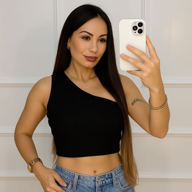 Cropped Mula Manca Um Ombro Só/ Top Mula Manca Um Ombro Só em Oferta na Shopee