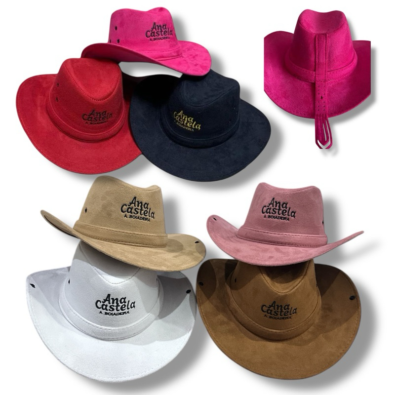 Chapéu Ana Castela Bordado Country Feminino Adulto / Juvenil Camurça Sertanejo Cowboy Rodeio