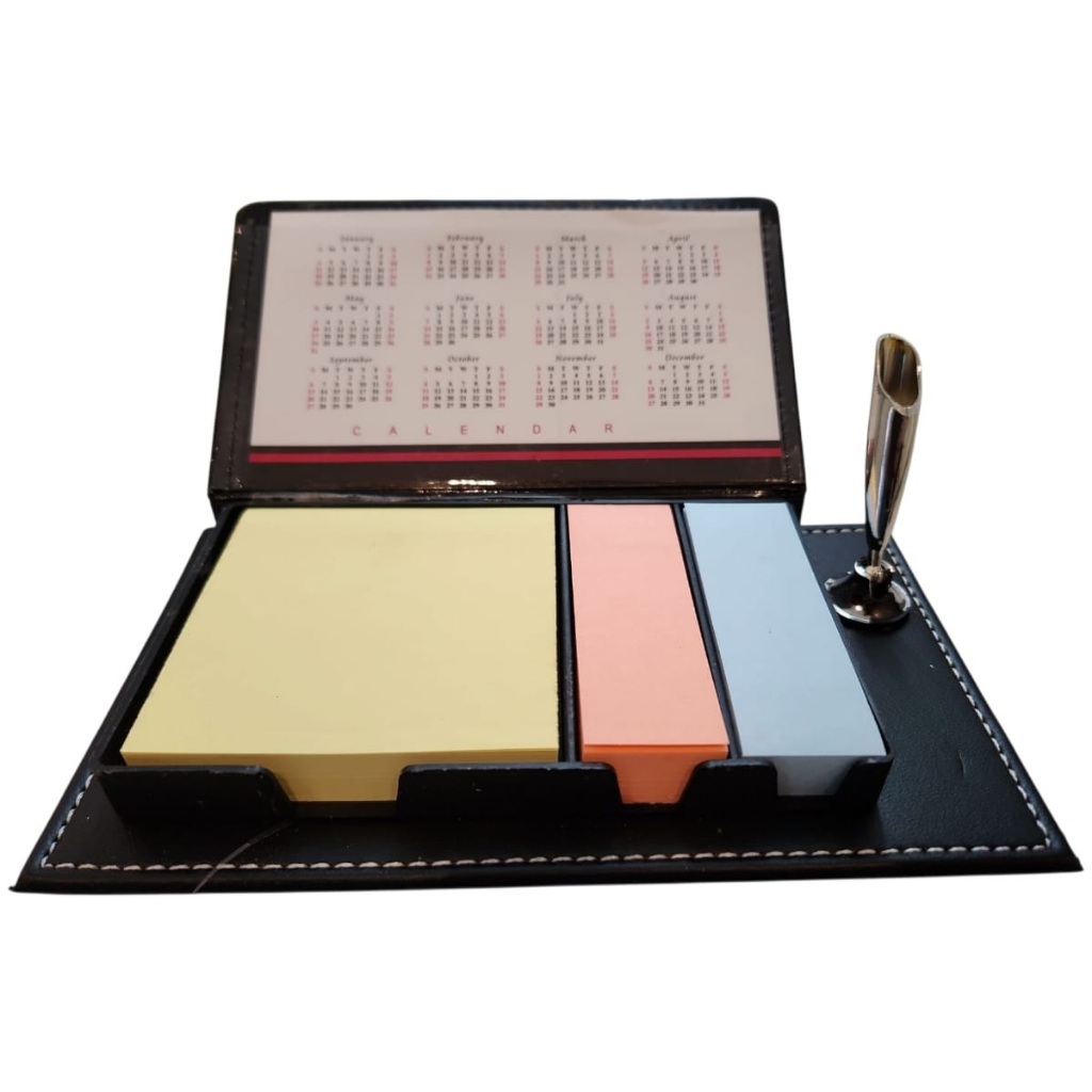 1 Bloco De Anotações Com Posti It Para Brindes Em Couro Com Suporte Para Folheto de Calendário Com Sua Marca