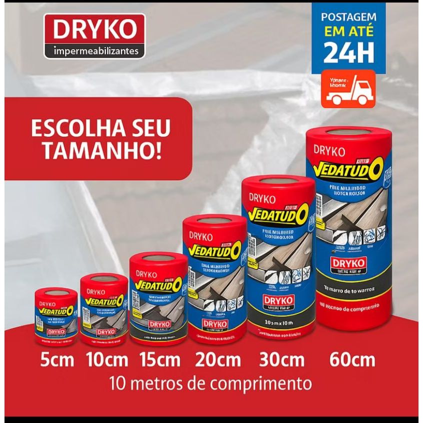 Manta Asfáltica Vedatudo Multiuso Aluminizada 10mts  Dryko em Oferta na Shopee