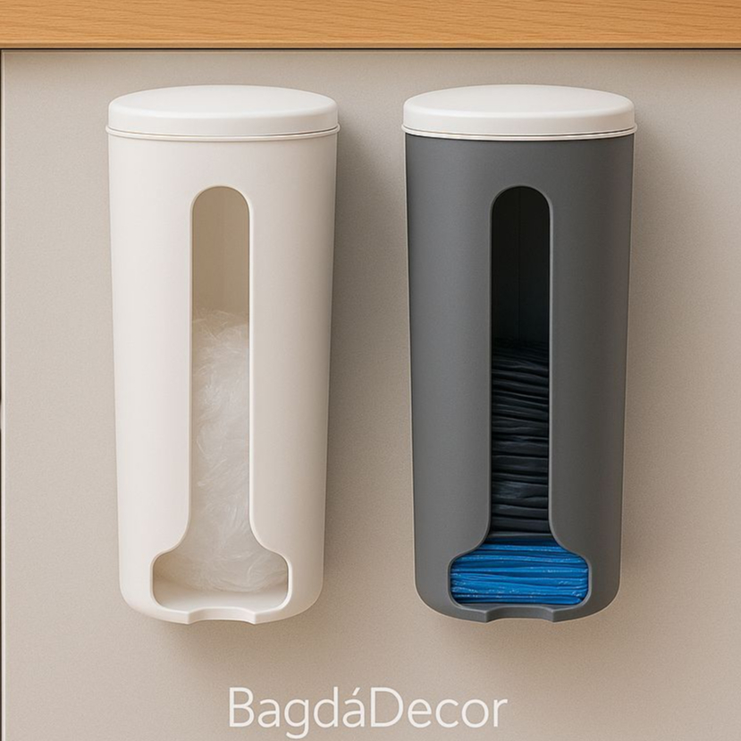 Porta Sacolas Adesivo Sem Furo para Cozinha ou Armário Branco/Cinza – Plástico Resistente em Oferta na Shopee