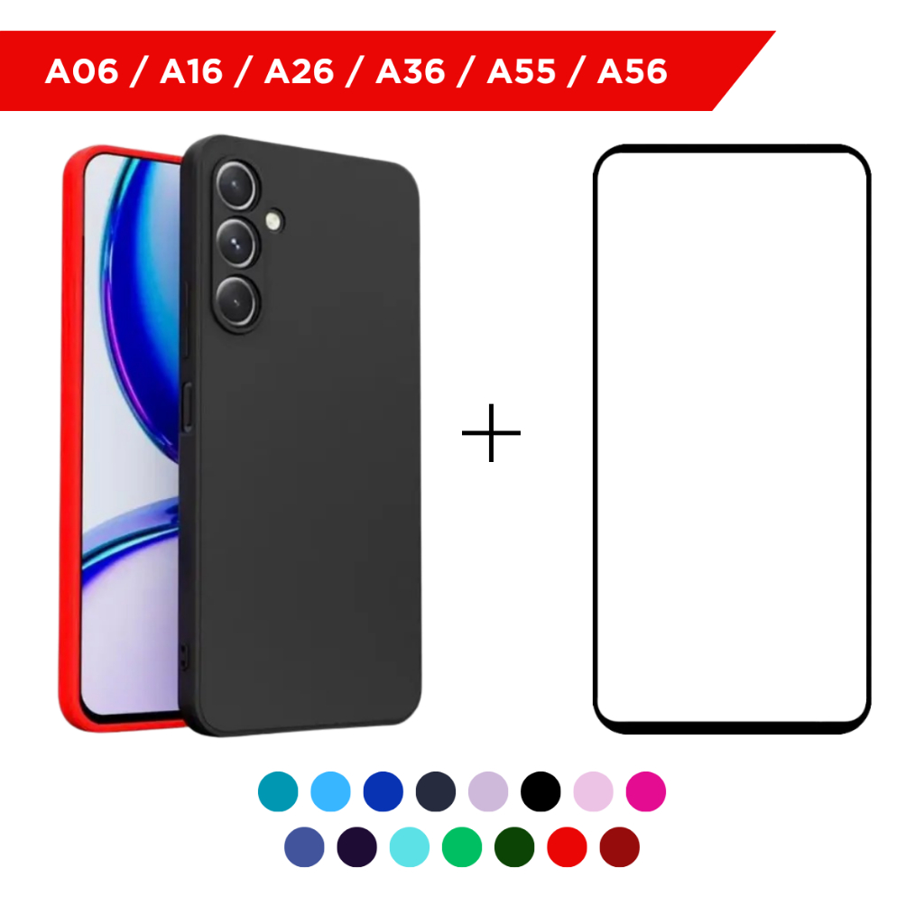 Capa Capinha Silicone Aveludada Case P/ Samsung Galaxy A06/A16/A26/A36/A55/A56 + Película 3D Vidro