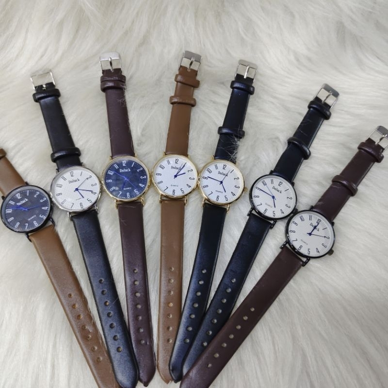 Relógio de couro unissex médio diâmetro do mostrador 35 mm em Oferta na Shopee