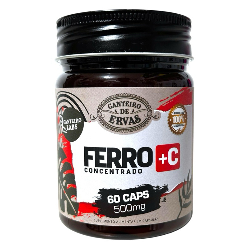 ferro concentrado + vitamina c Canteiro de ervas 60 caps 500 mg.
