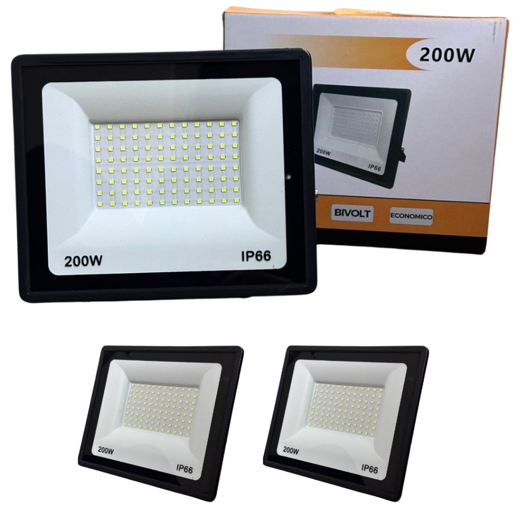 Kit 2 Refletor Holofote Led 200w A Prova D'água Bivolt Ip66
