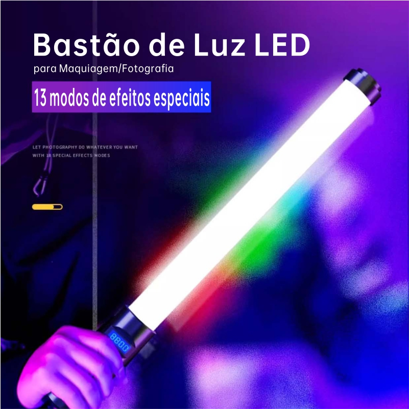 Bastão de LED RGB para Fotografia, Portátil com Controle Remoto em Oferta na Shopee