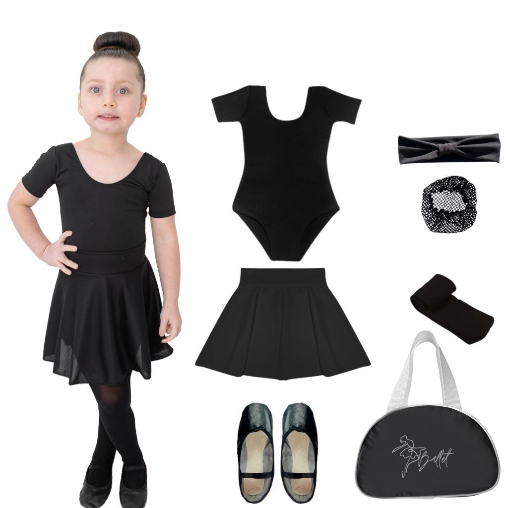 Uniforme Ballet Juvenil / Infantil Kit 7 Itens Preto ou Rosa Envio Rápido em Oferta na Shopee