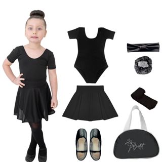 Uniforme Ballet Juvenil / Infantil Kit 7 Itens Preto ou Rosa Envio Rápido em Oferta na Shopee