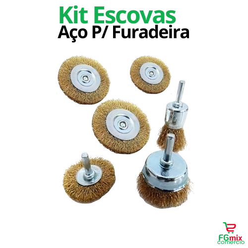 Kit Escova Rotativa de Aço para Parafusadeira Jogo Escovas Circular de Limpeza Rotativa com Haste Furadeira