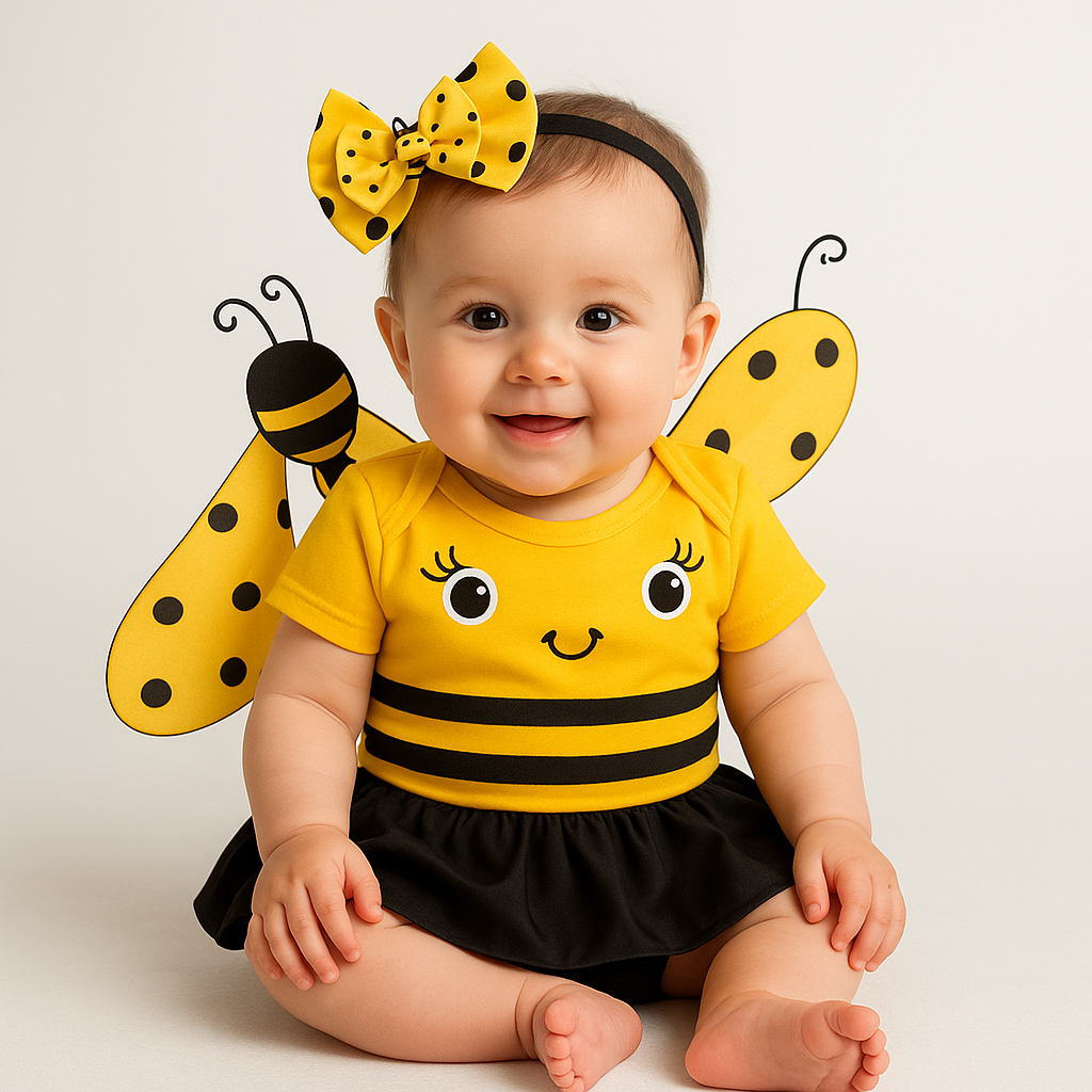 Body Bebê Infantil Menina Mêsversário Temático Abelhinha Super Confortável Linha Premium