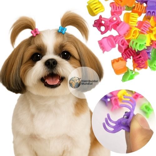 Kit Mini Piranha Pet I 24 ou 48 Peças I Banho Tosa Acessórios Cães Laço Elástico Xuxinha Shitzu Yorkshire Moda Penteado